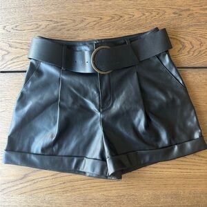 Mango Synthetic Leather Shorts with Belt Size 8 New with Tags.